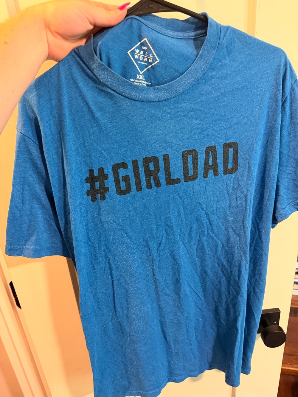 Well Worn #GIRLDAD Short Sleeve Tee - Blue with Black Print